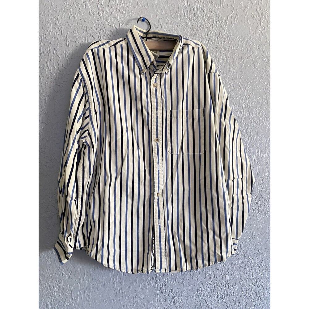 Eddie Bauer Mens Button Down Heavy Flannel -Vintage- Striped